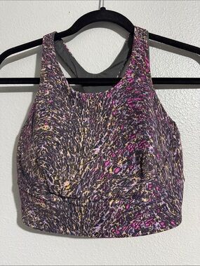Lululemon Patterned Racerback Sports Bra - Purple Pink Yellow Print
